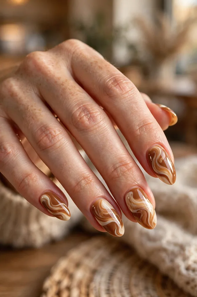 Caramel swirl november nail ideas