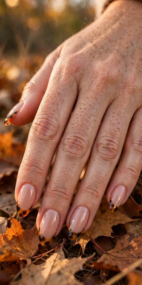 Tortoiseshell french tip november nail ideas