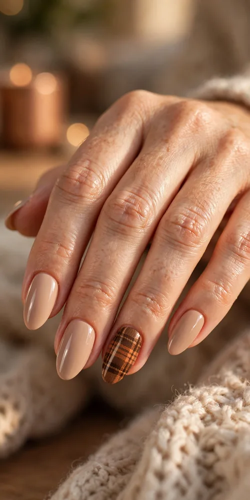 Plaid accent nail november nail ideas