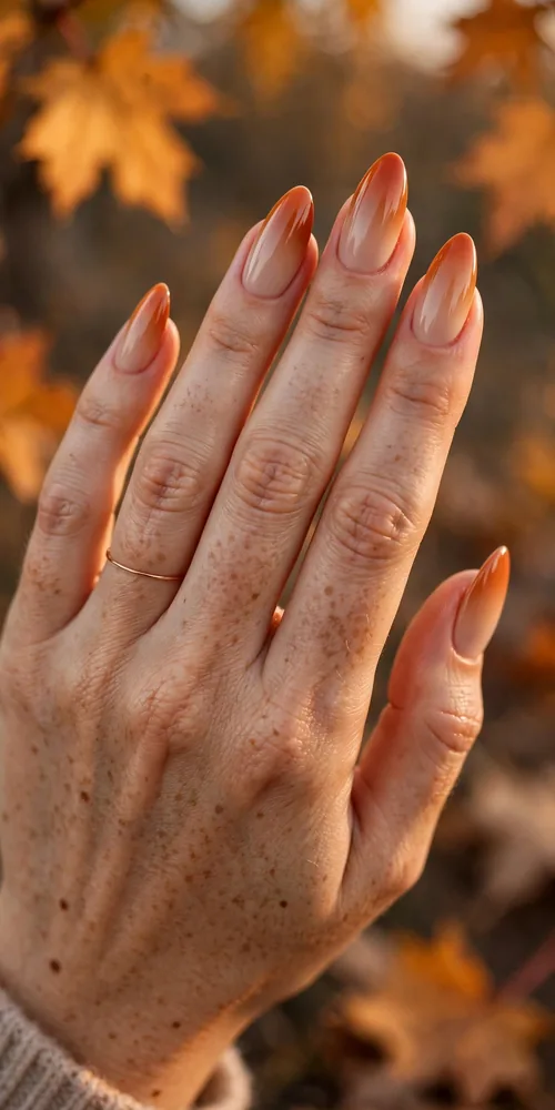 Apple cider ombre november nail ideas
