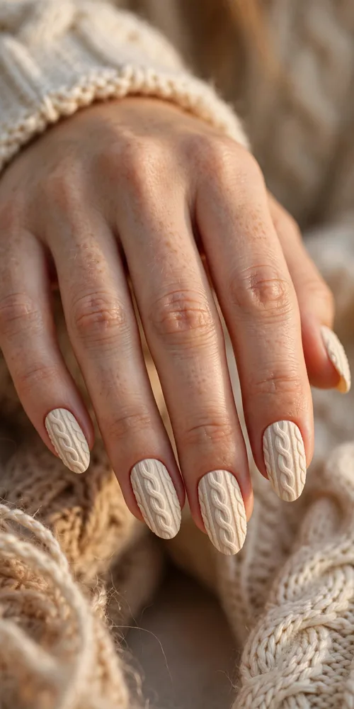 Sweater knit texture november nail ideas