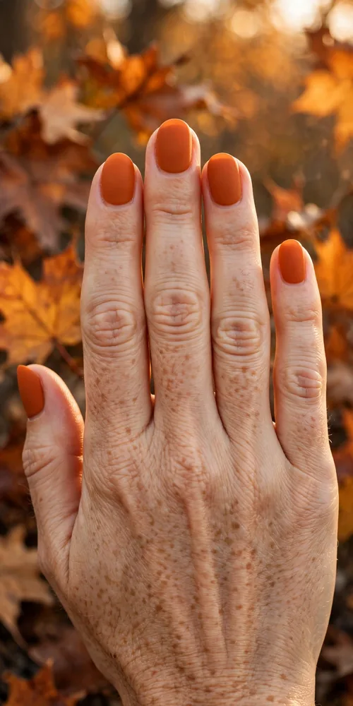 Pumpkin spice matte november nail ideas